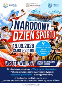 Zaproszenie na Narodowy Dzień Sportu w Mławie na boisku sztucznym