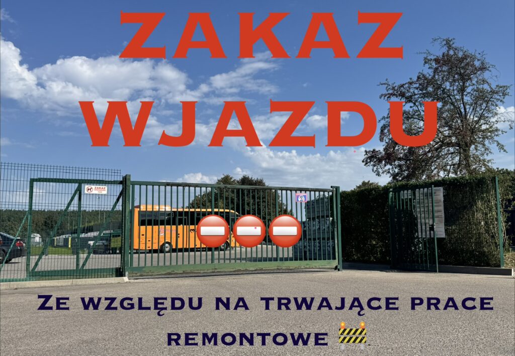 Informacja o zakazie wjazdu na parking przy siłowni